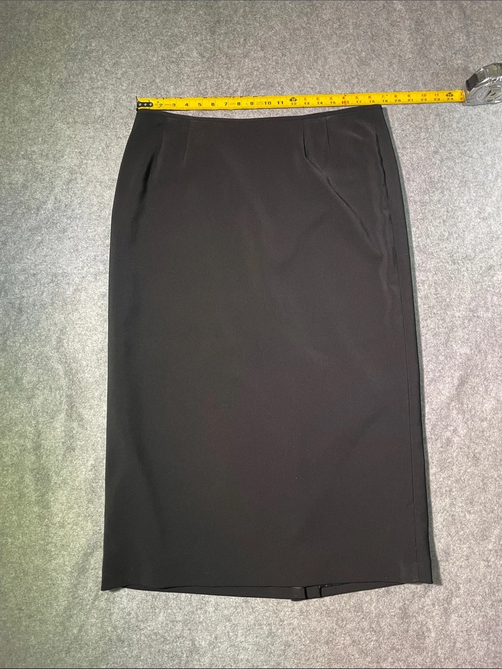 Le Suit Black Tailored Pencil Skirt with Subtle Back Vent